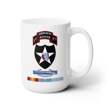 Load image into Gallery viewer, White Mug 15oz -1st Ranger Infantry Co - 2nd ID SSI w CIB KOREA SVC X 300
