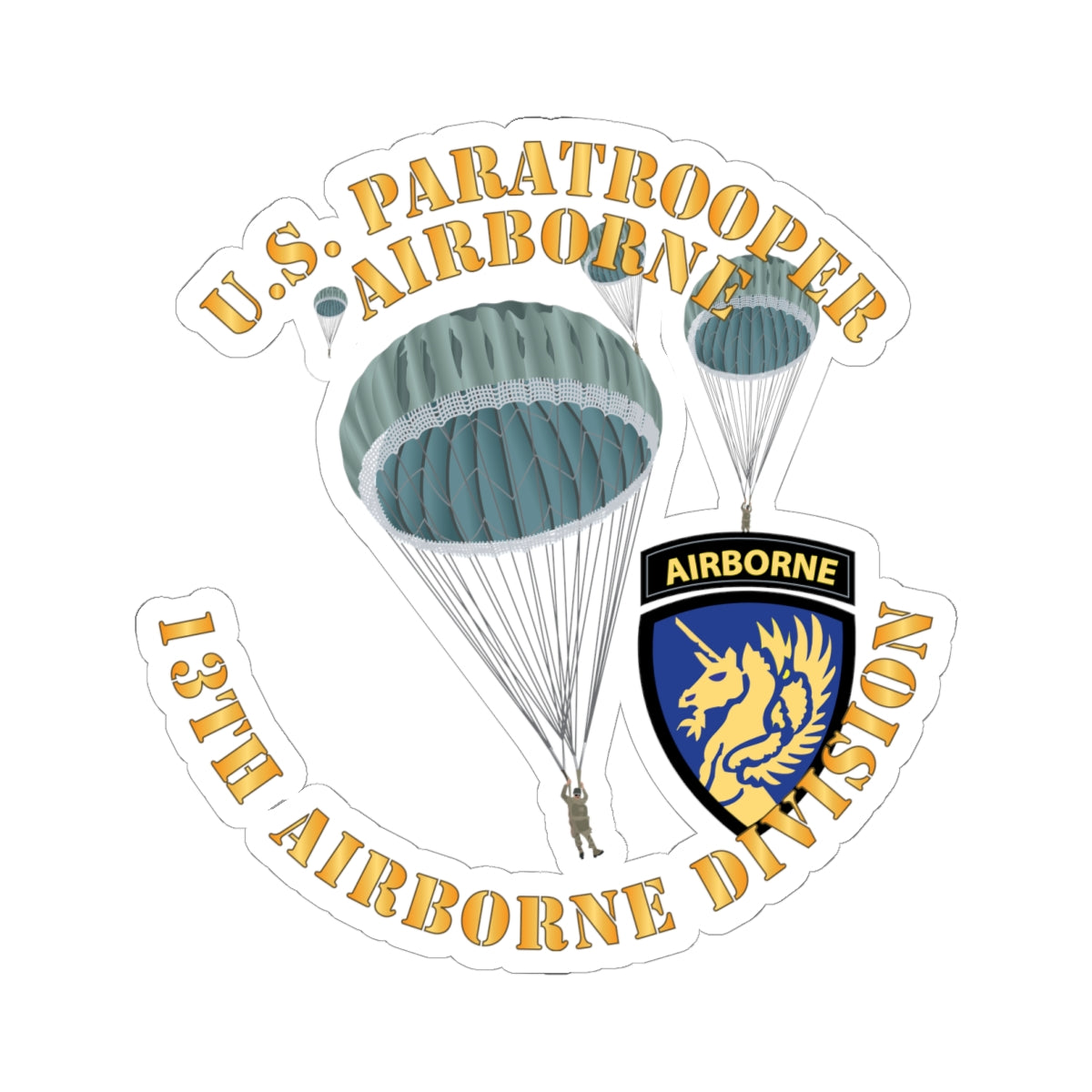 Kiss-Cut Stickers - Army - US Paratrooper - 13th Airborne Division X 300