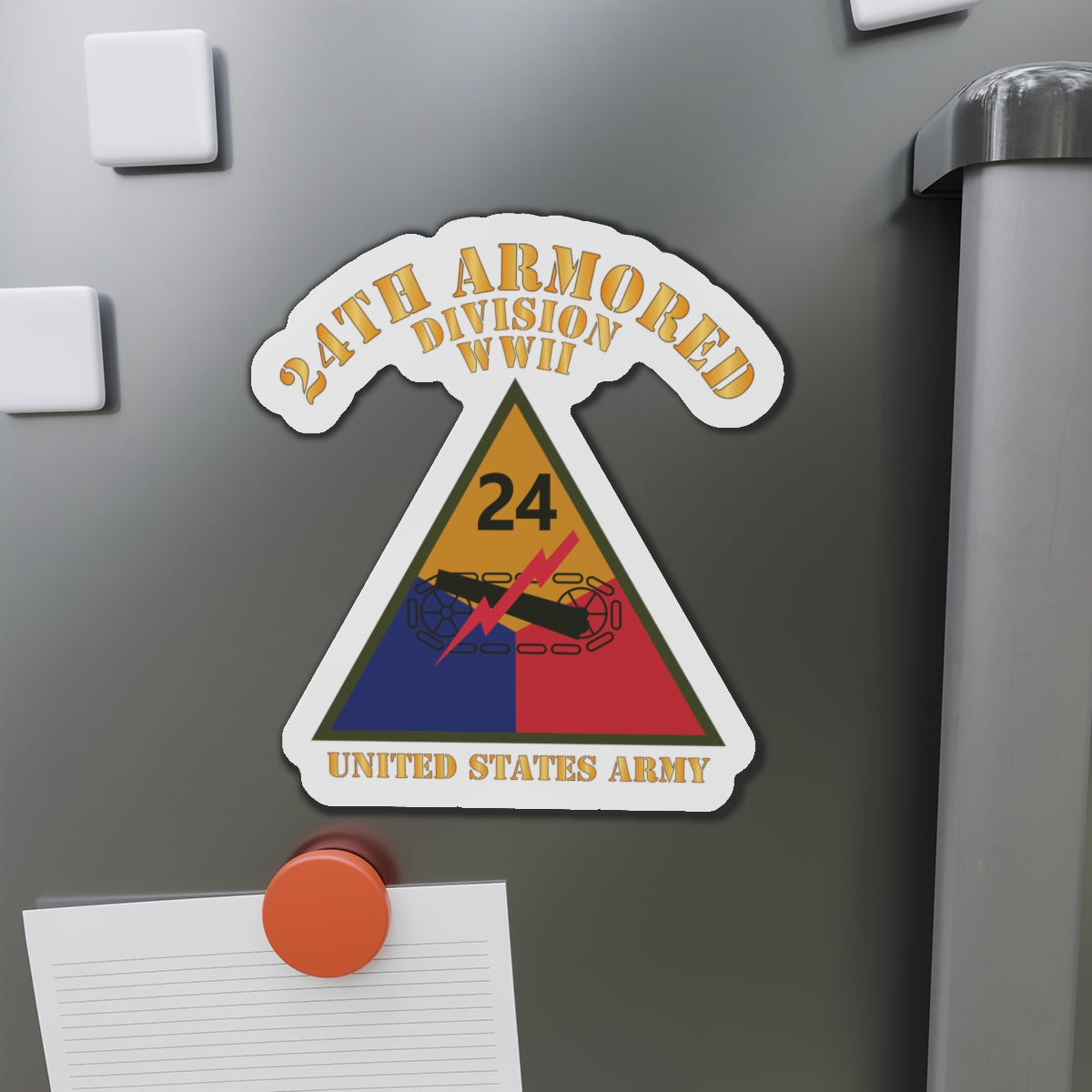 Die-Cut Magnets - Army - SSI - 24th Armored Division - WWII - US Army X 300