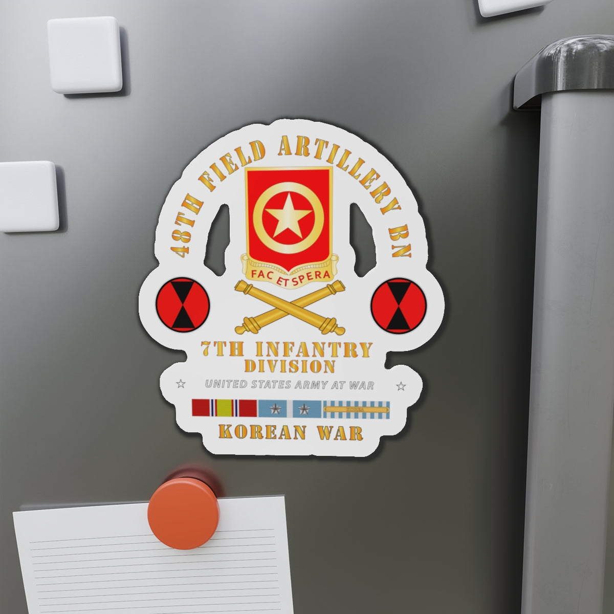 Die-Cut Magnets - Army  - 48th Field Artillery Bn- 7th Inf Div -  KOREA UN SVC
