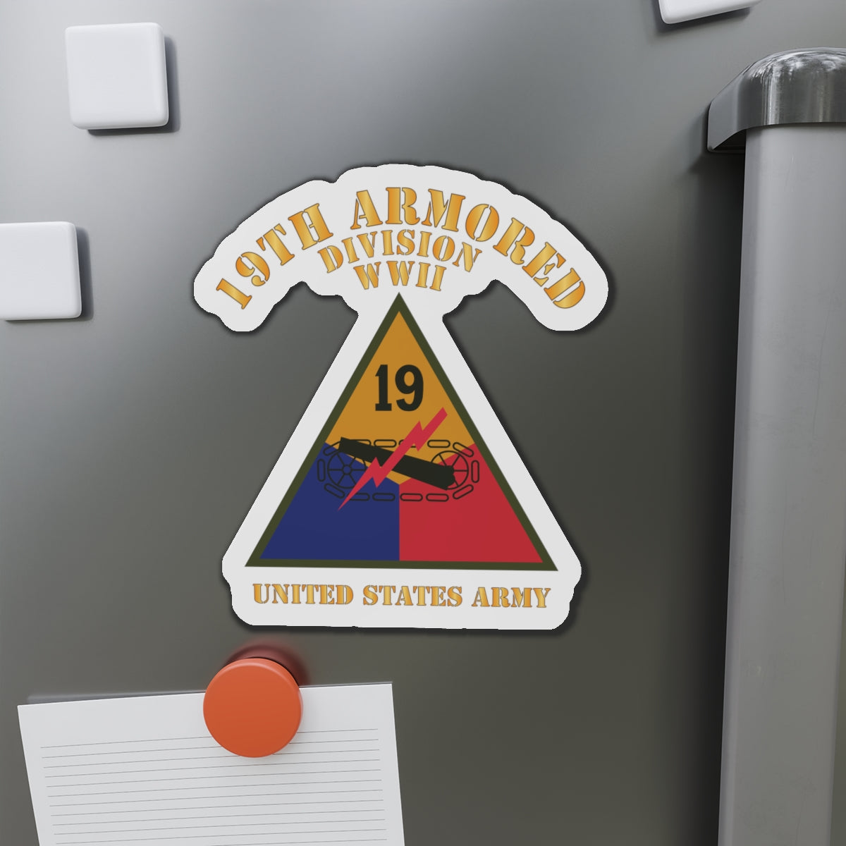 Die-Cut Magnets - Army - SSI - 19th Armored Division - WWII - US Army X 300