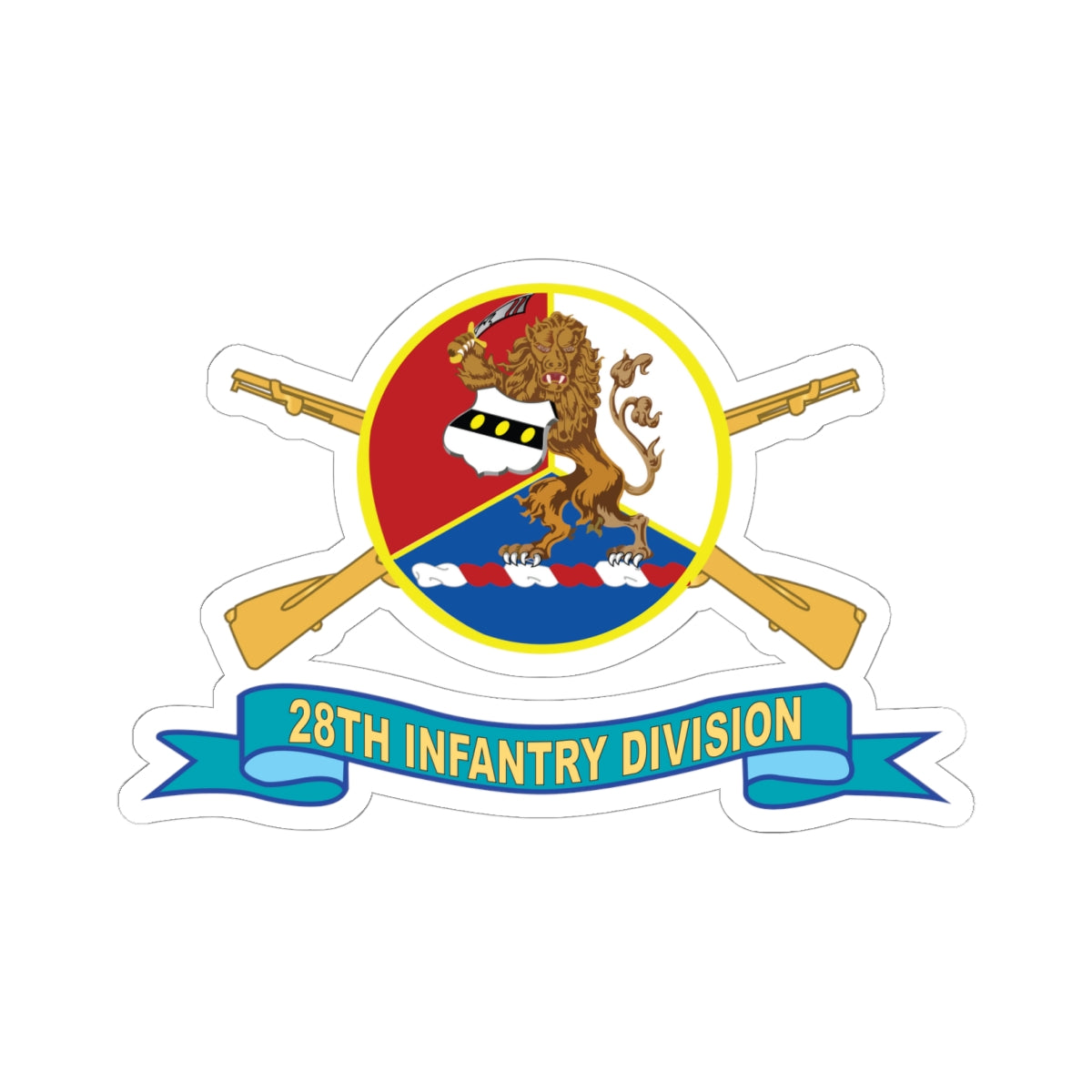Kiss-Cut Stickers - Army - 28th Infantry Division - DUI - w Br - SSI - Ribbon X 300