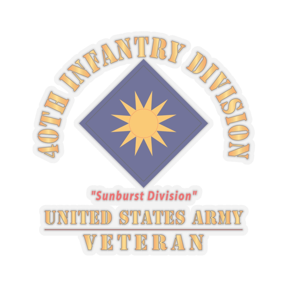 Kiss - Cut Stickers - Army - SSI - 40th Infantry Division - Sunburst Division - US Army Veteran X 300