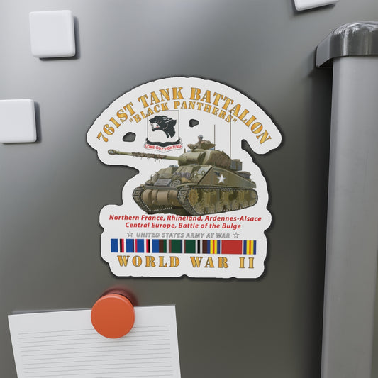 Die-Cut Magnets -SSI -Army - 761st Tank Battalion - Black Panthers - w Tank WWII  EU SVC