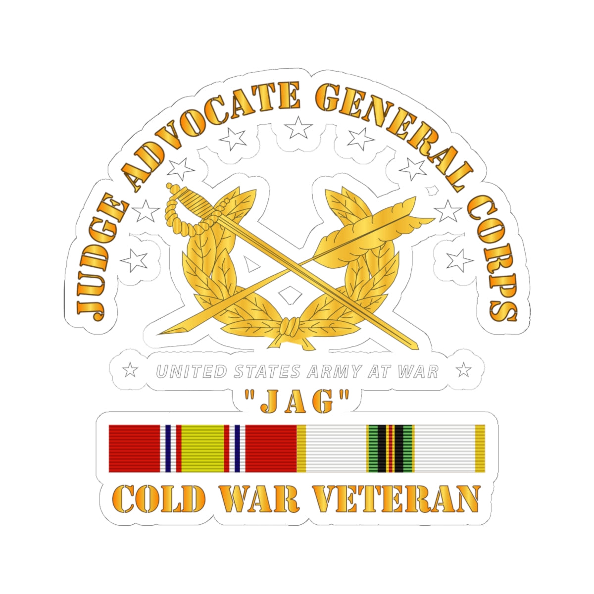Kiss-Cut Stickers - Army - JAG Branch w COLD SVC