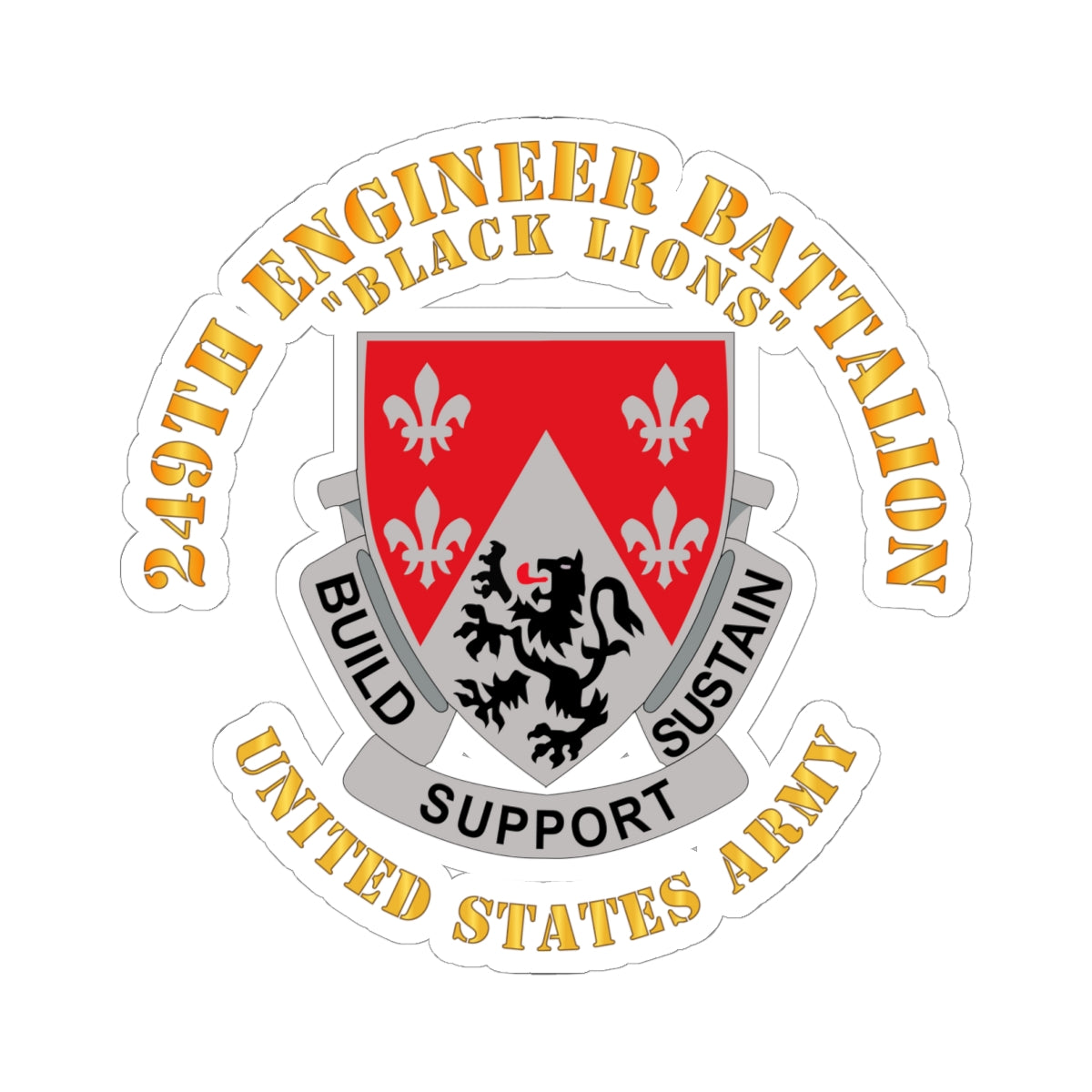Kiss-Cut Stickers - Army - DUI - 249th Engineer Battalion