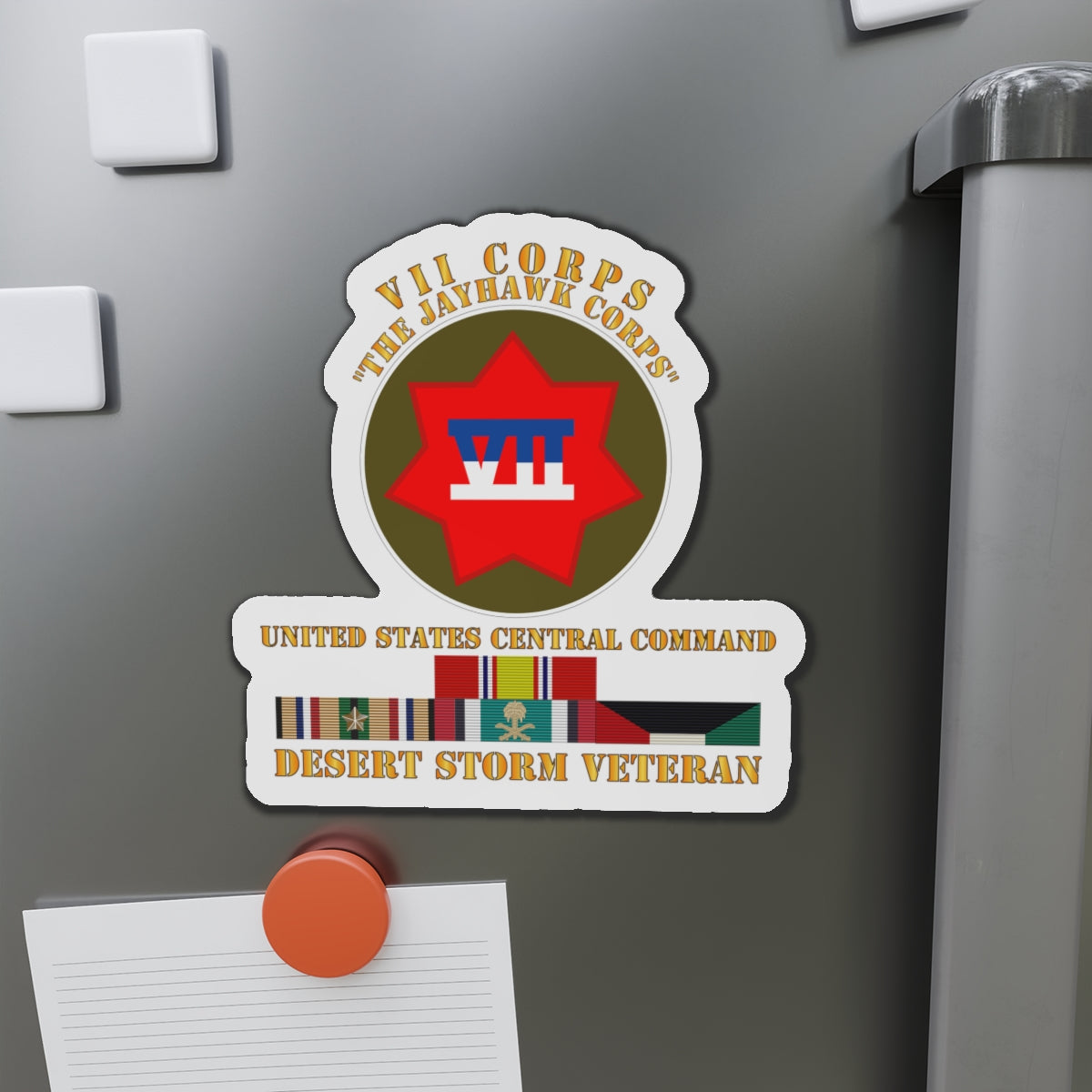 Die-Cut Magnets - Army - VII Corps - US Central Command - Desert Storm Veteran
