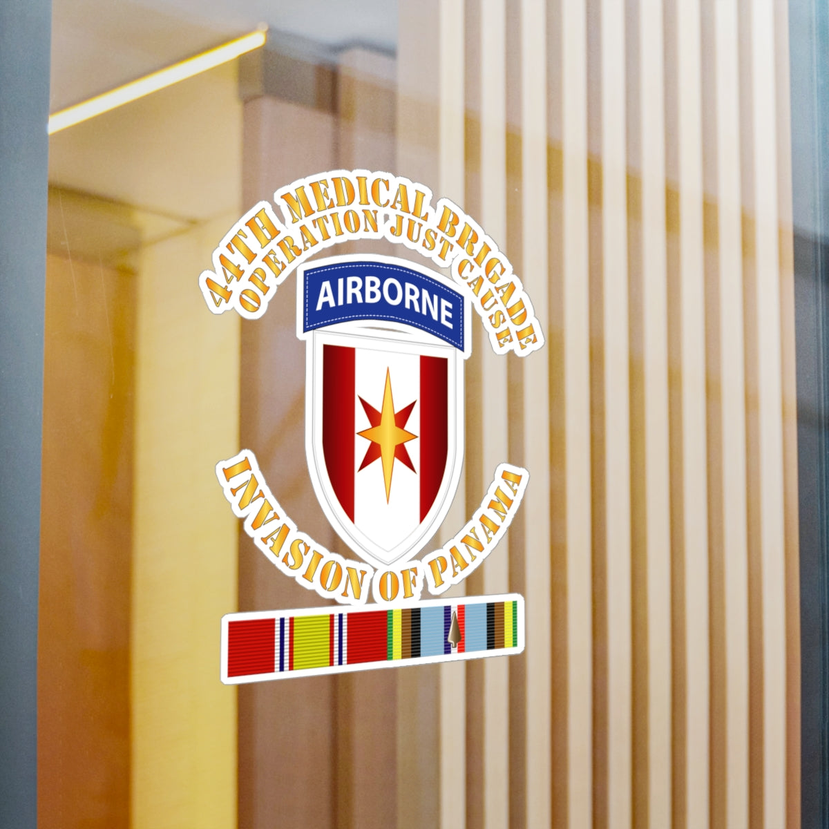 Kiss-Cut Vinyl Decals - Army - Just Cause - 44th Med Bde Operation Just Cause Panama w Svc Ribbons