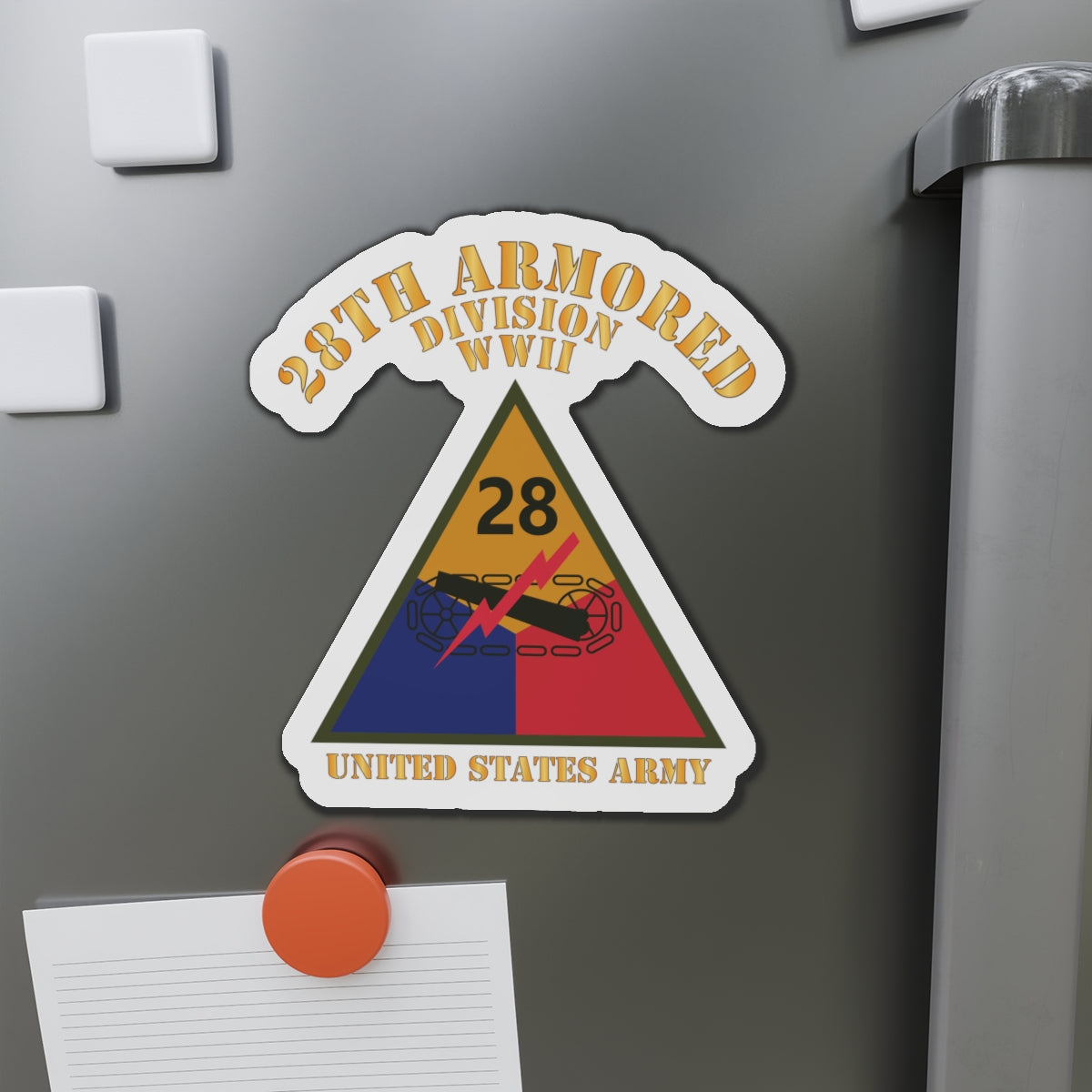 Die-Cut Magnets - Army - SSI - 28th Armored Division - WWII - US Army X 300