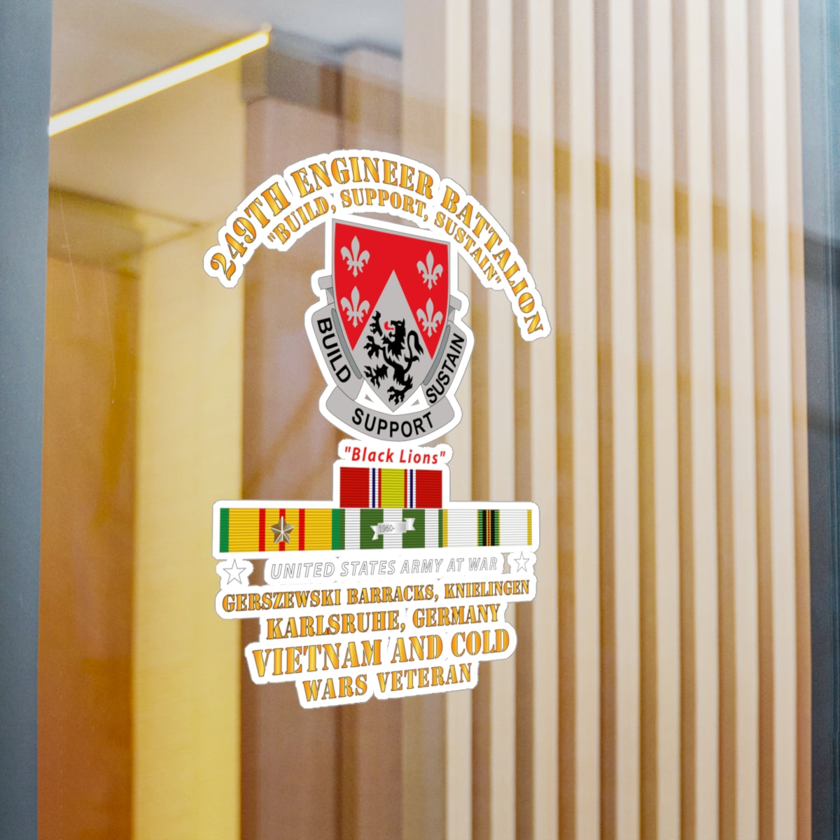 Kiss-Cut Vinyl Decals - Army - 249th Engineer Bn - Karlsruhe, Germany w VN and COLD SVC