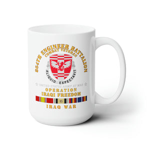 White Ceramic Mug 15oz - Army - 864th Eng Bn - Iraqi Freedom Veteran w IRAQ SVC