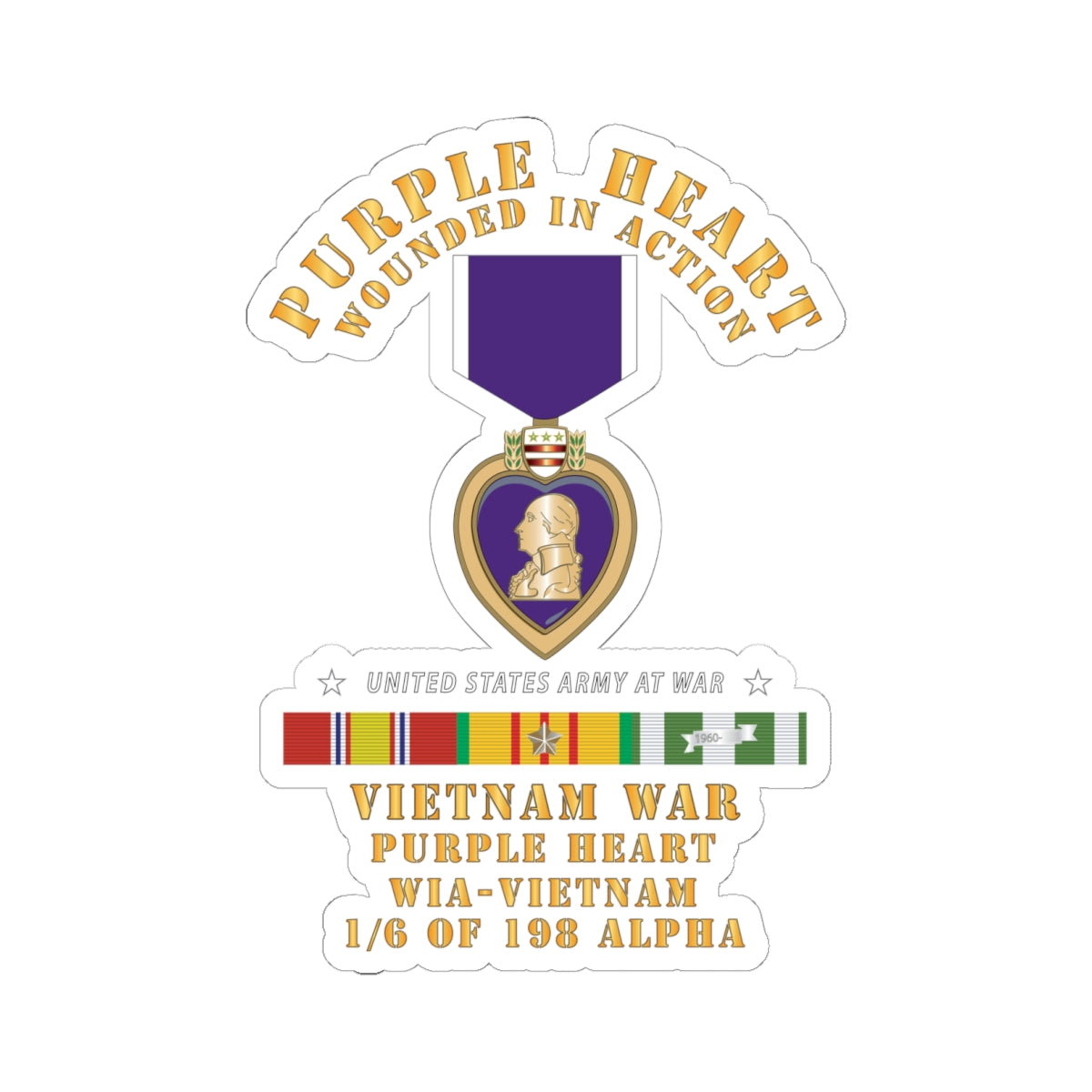 Kiss-Cut Stickers - Purple Heart - WIA w VN SVC