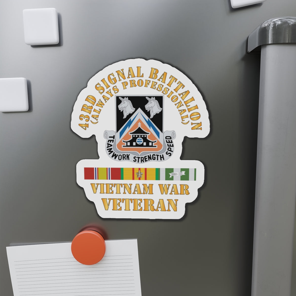 Die-Cut Magnets - 43rd Signal Battalion - Vietnam War Veteran - DUI w VN SVC