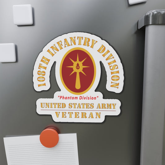 Die-Cut Magnets - Army - SSI - 108th Infantry Division - WWII - Phantom - US Army Veteran X 300
