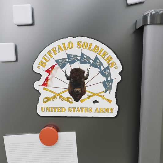 Die-Cut Magnets - Army - Buffalo Soldiers - Infantry - Cavalry Guidons w Buffalo Head - US Army X 300