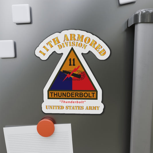 Die-Cut Magnets - Army - SSI - 11th Armored Division w Name Tape - Thunderbolt - US Army X 300