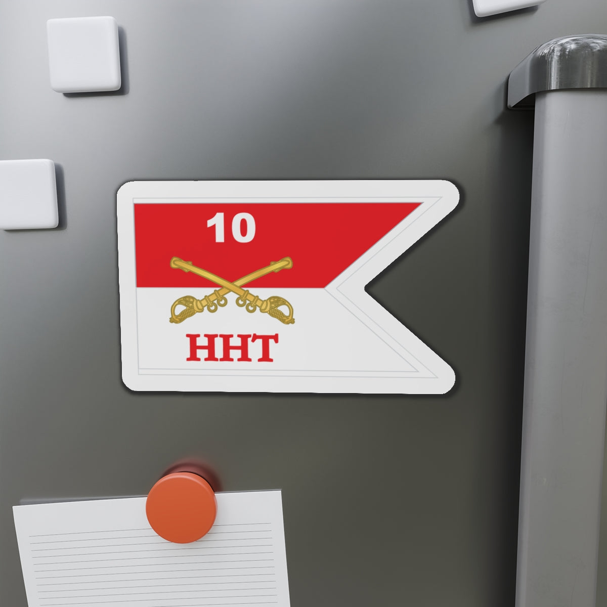 Die-Cut Magnets - Army - HHT - 10th Cavalry Guidon w White Boundaries X 300