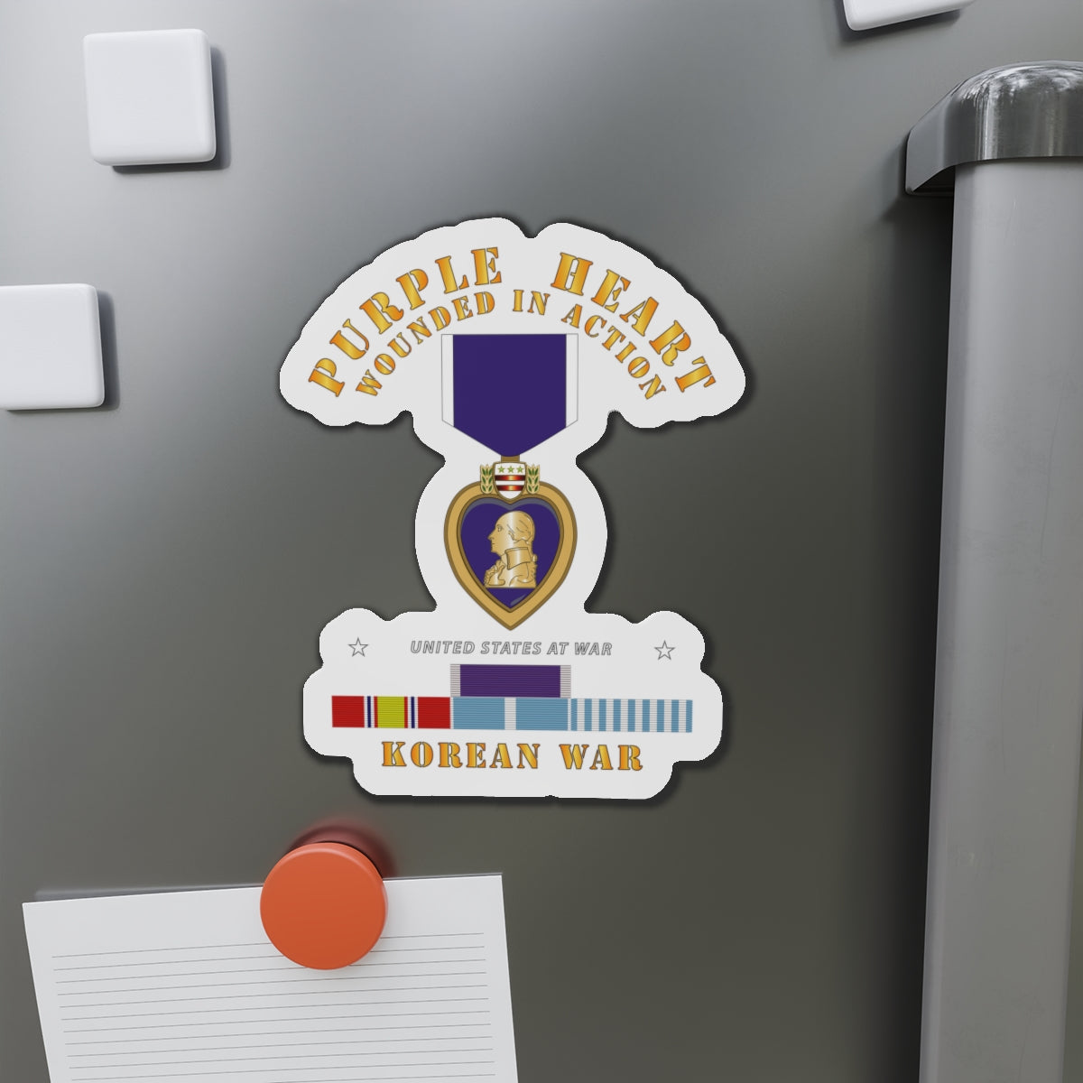 Die-Cut Magnets - Purple Heart - WIA w Korean War  w Purple Heart