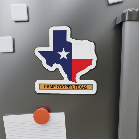Die-Cut Magnets - Texas Map Overprint with Texas State Flag - Camp Cooper, Texas X 300