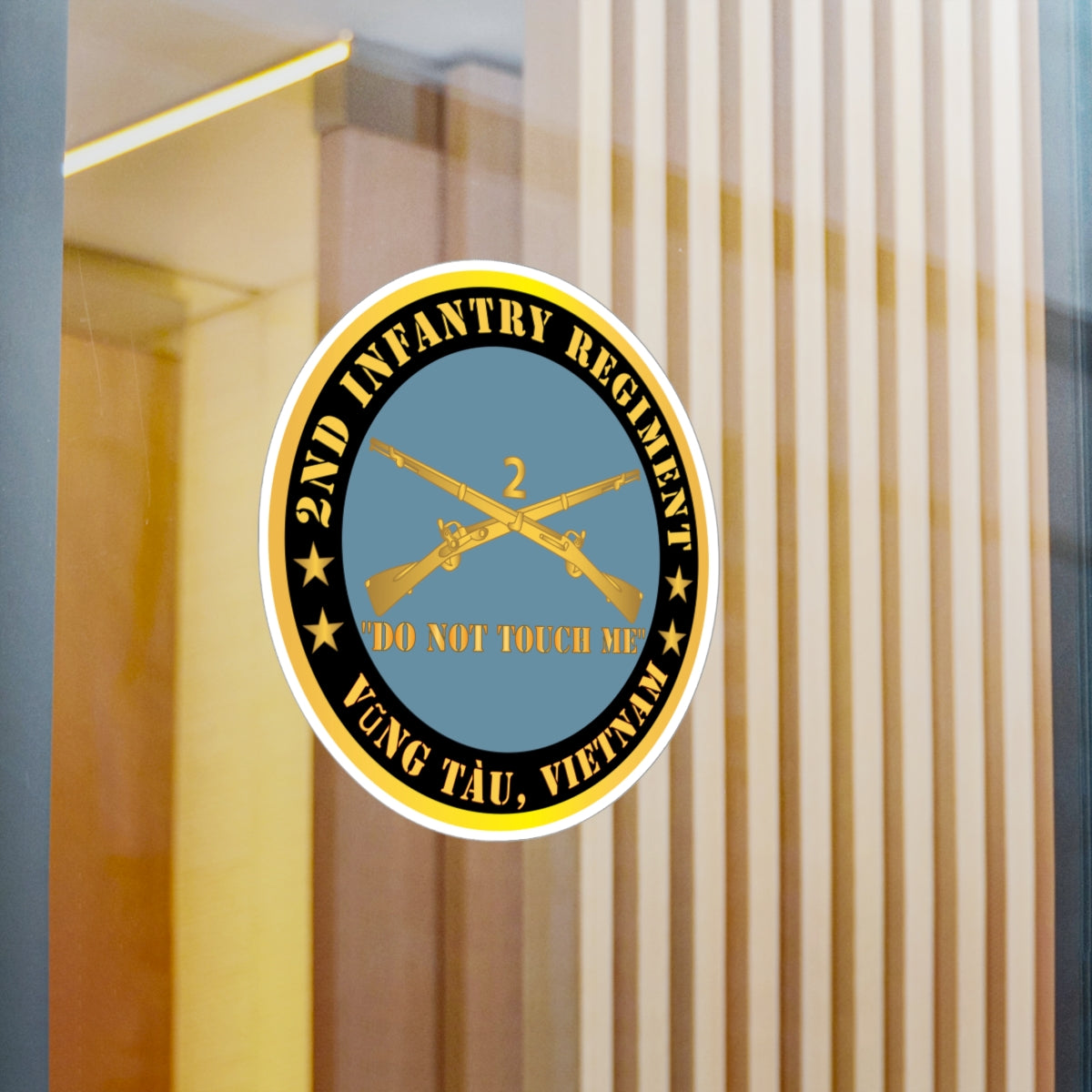 Kiss-Cut Vinyl Decals - Army - 2nd  Infantry Regiment Branch - Do Not Touch Me -  Vung Tau, Vietnam X 300