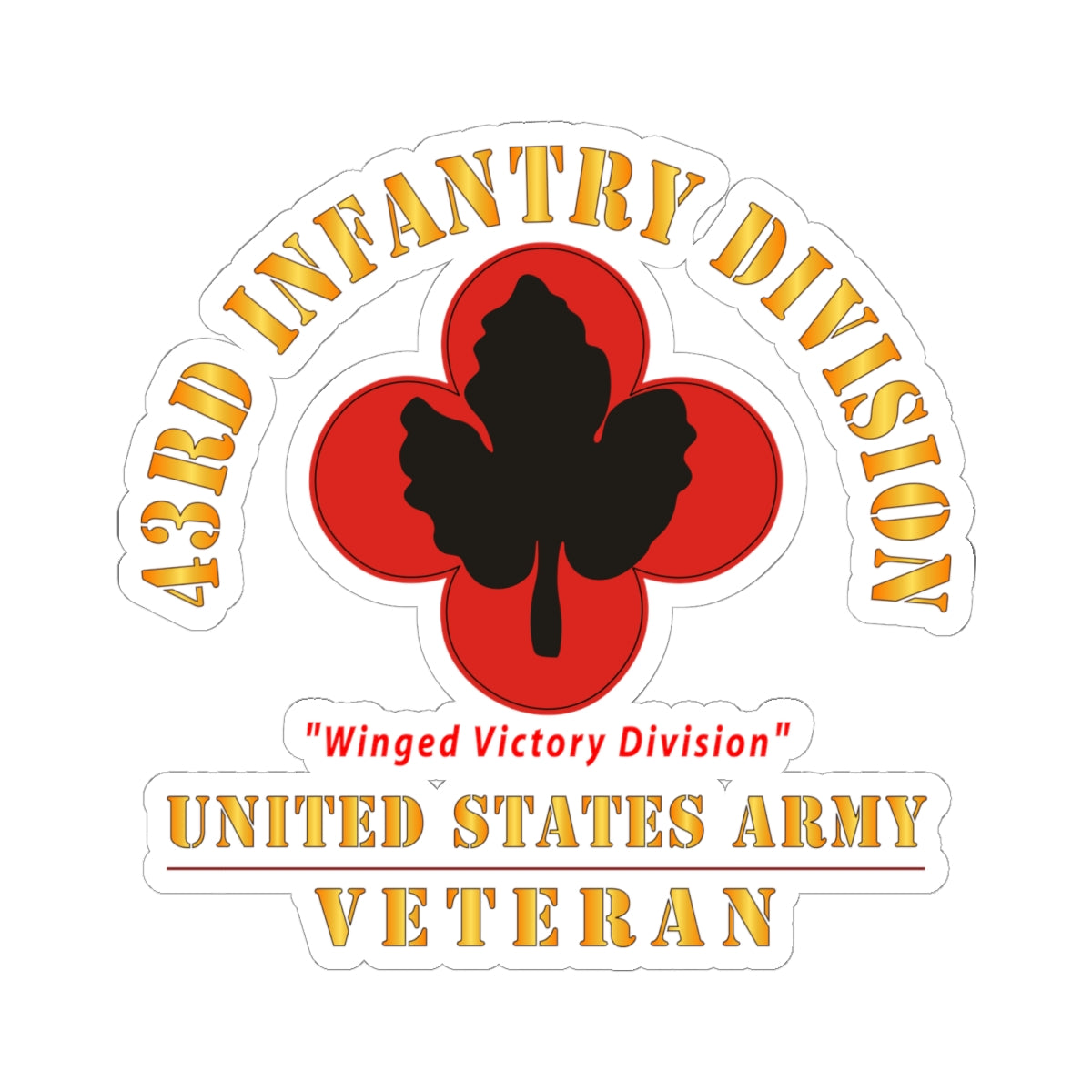 Kiss-Cut Stickers - Army - SSI - 43rd Infantry Division - Winged Victory Division - US Army Veteran X 300