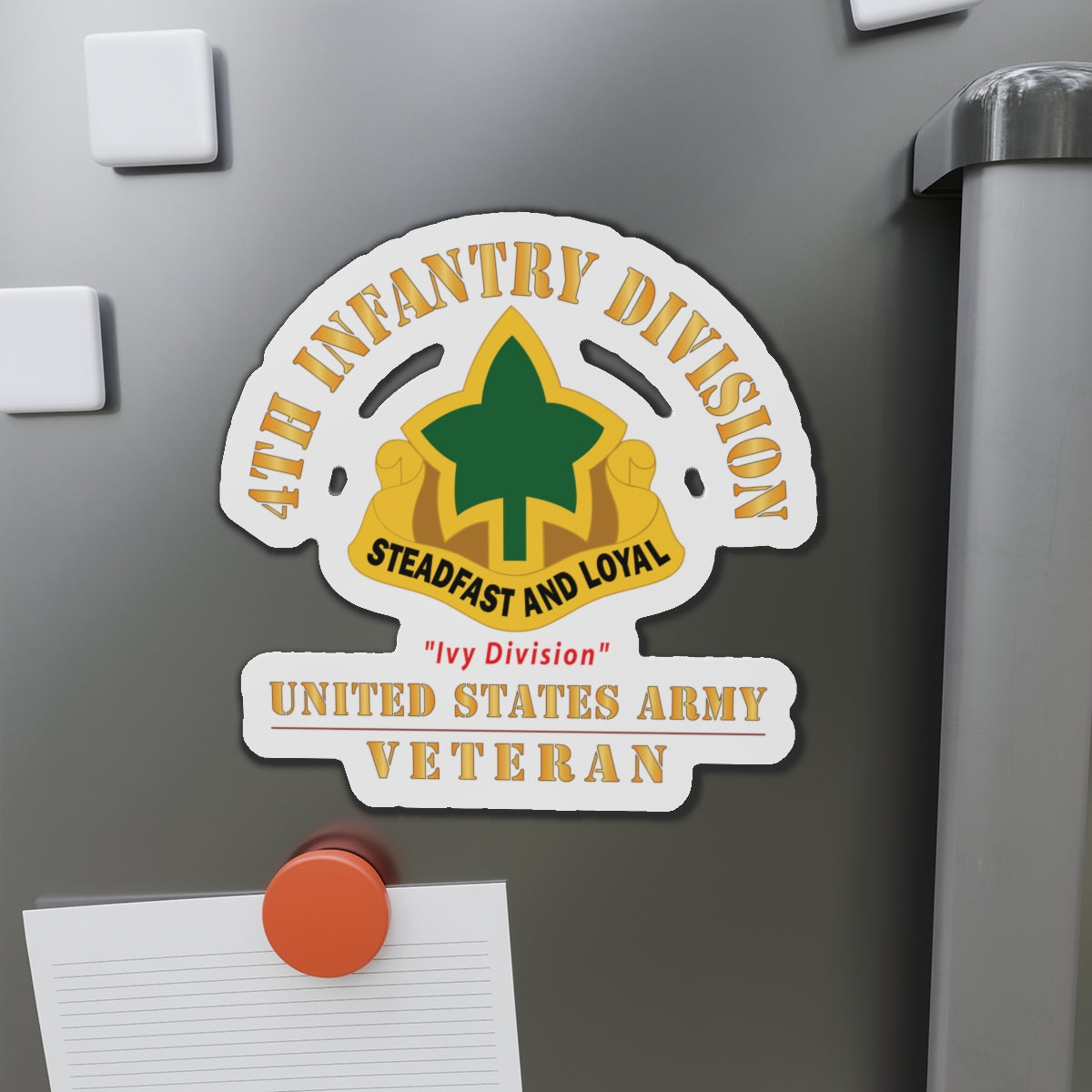 Die-Cut Magnets - Army - DUI - 4th Infantry Division - Ivy Division - US Army Veteran X 300