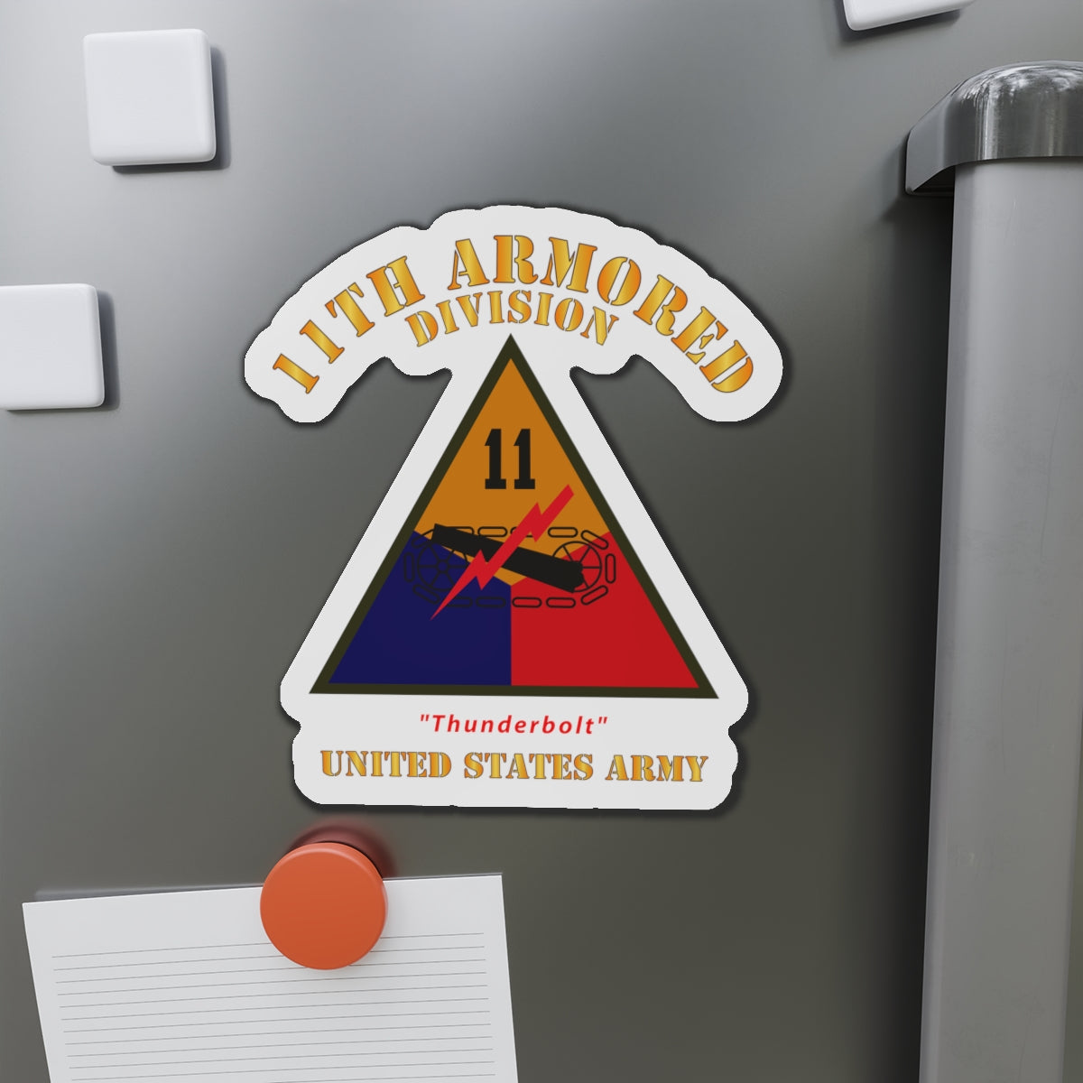 Die-Cut Magnets - Army - SSI - 11th Armored Division - Thunderbolt - US Army X 300