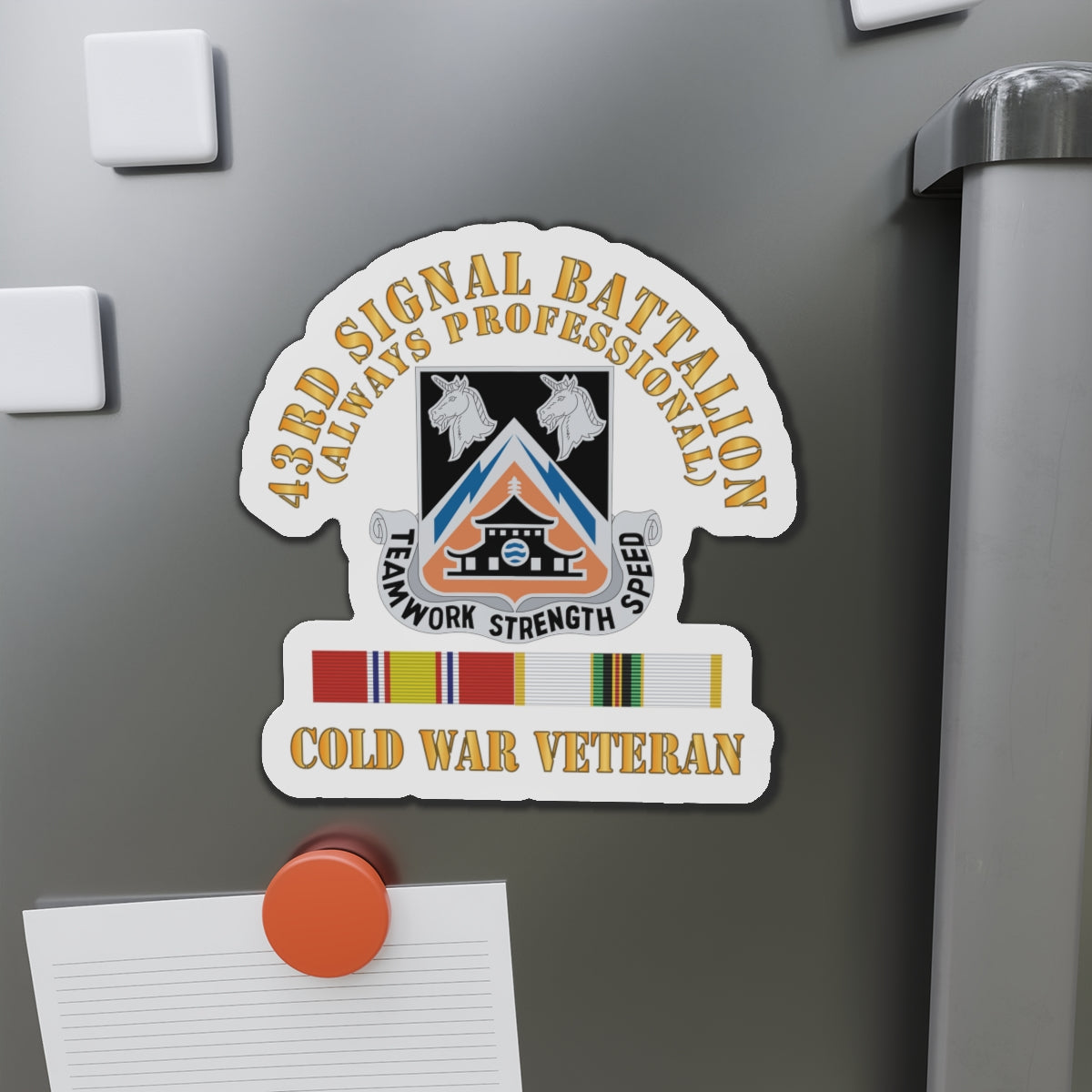 Die-Cut Magnets - 43rd Signal Battalion - Cold War Veteran - DUI w COLD SVC X 300