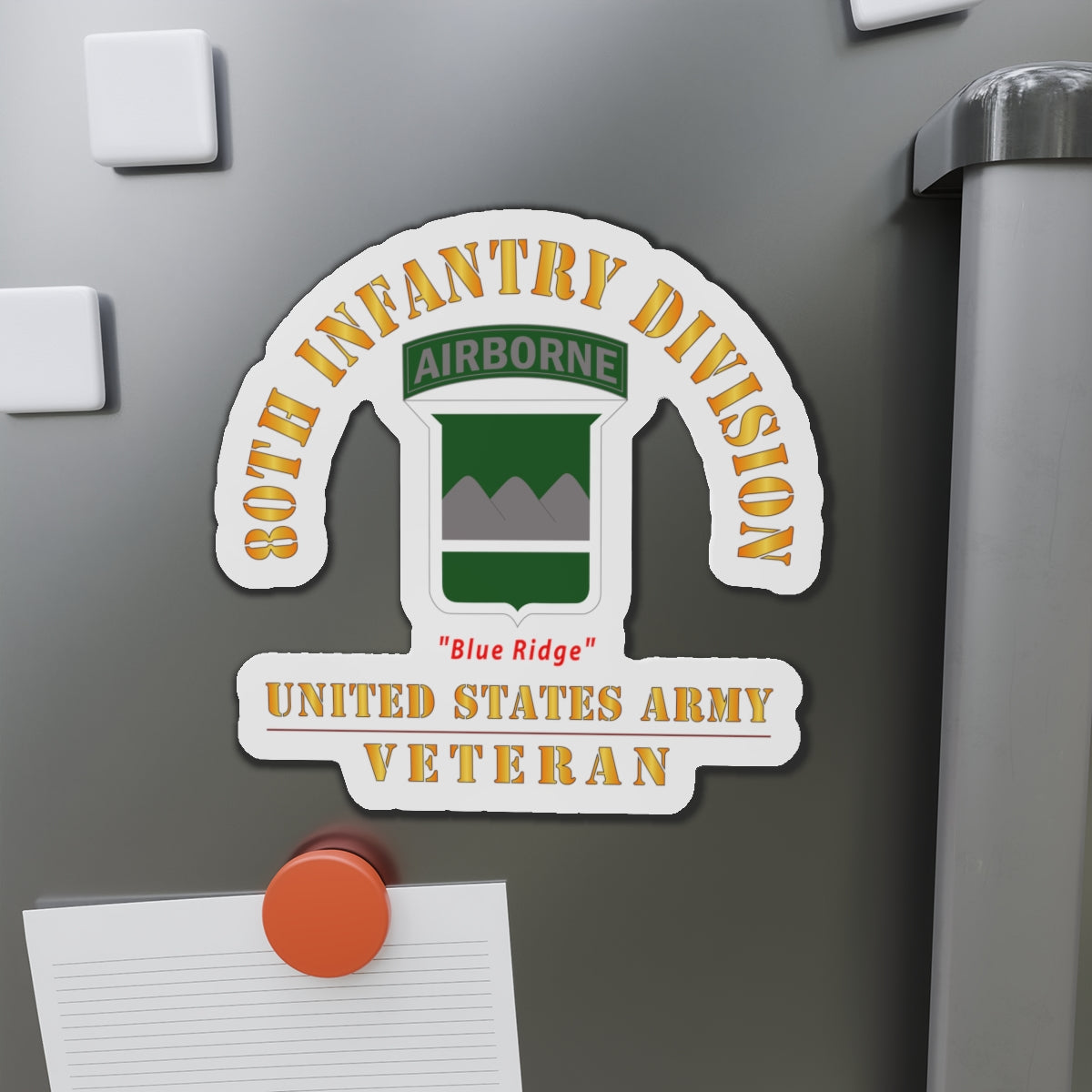 Die-Cut Magnets - Army - SSI - 80th Infantry Division w Airborne Tab - Blue Ridge - US Army Veteran X 300