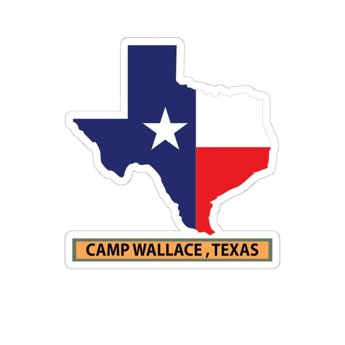 Kiss-Cut Stickers - Texas Map Overprint with Texas State Flag - Camp Wallace, Texas X 300