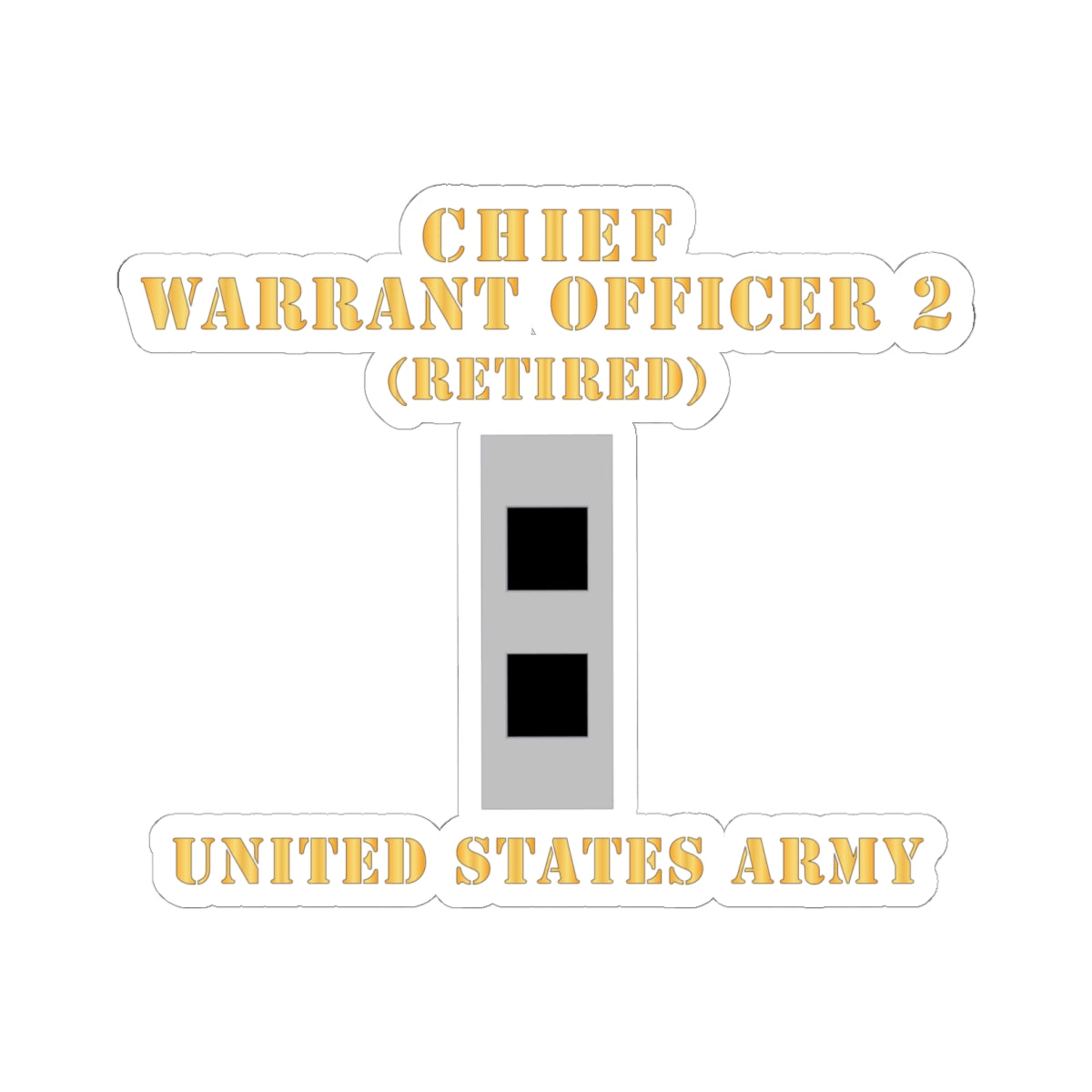 Kiss-Cut Stickers - Army - Chief Warrant Officer 2 - CW02 - Flat - Retired X 300