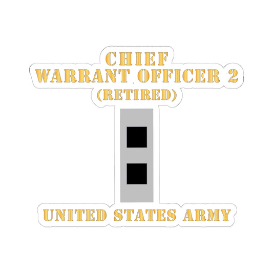 Kiss-Cut Stickers - Army - Chief Warrant Officer 2 - CW02 - Flat - Retired X 300