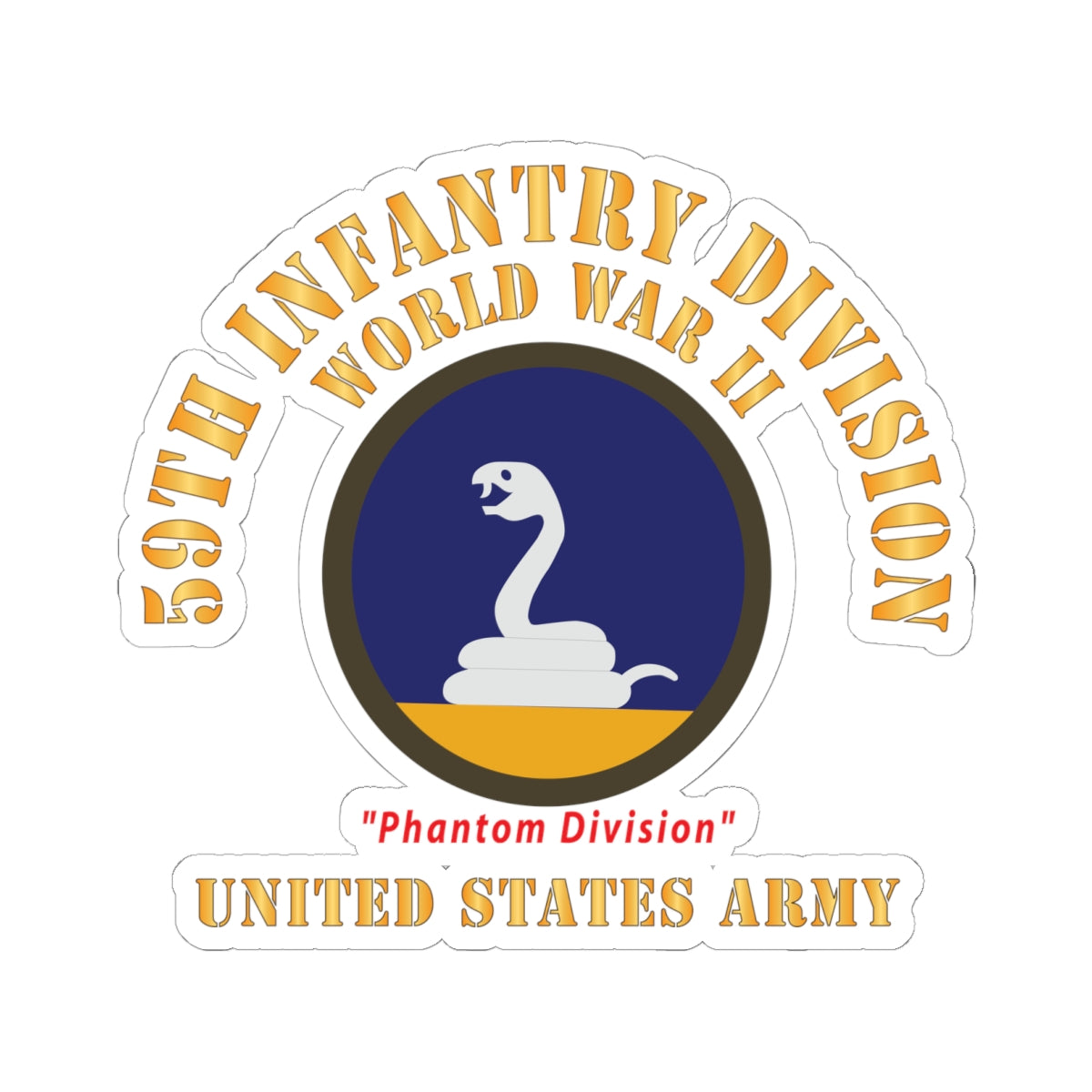 Kiss-Cut Stickers - Army - SSI - 59th Infantry Division  - WWII - Phantom Division - US Army X 300