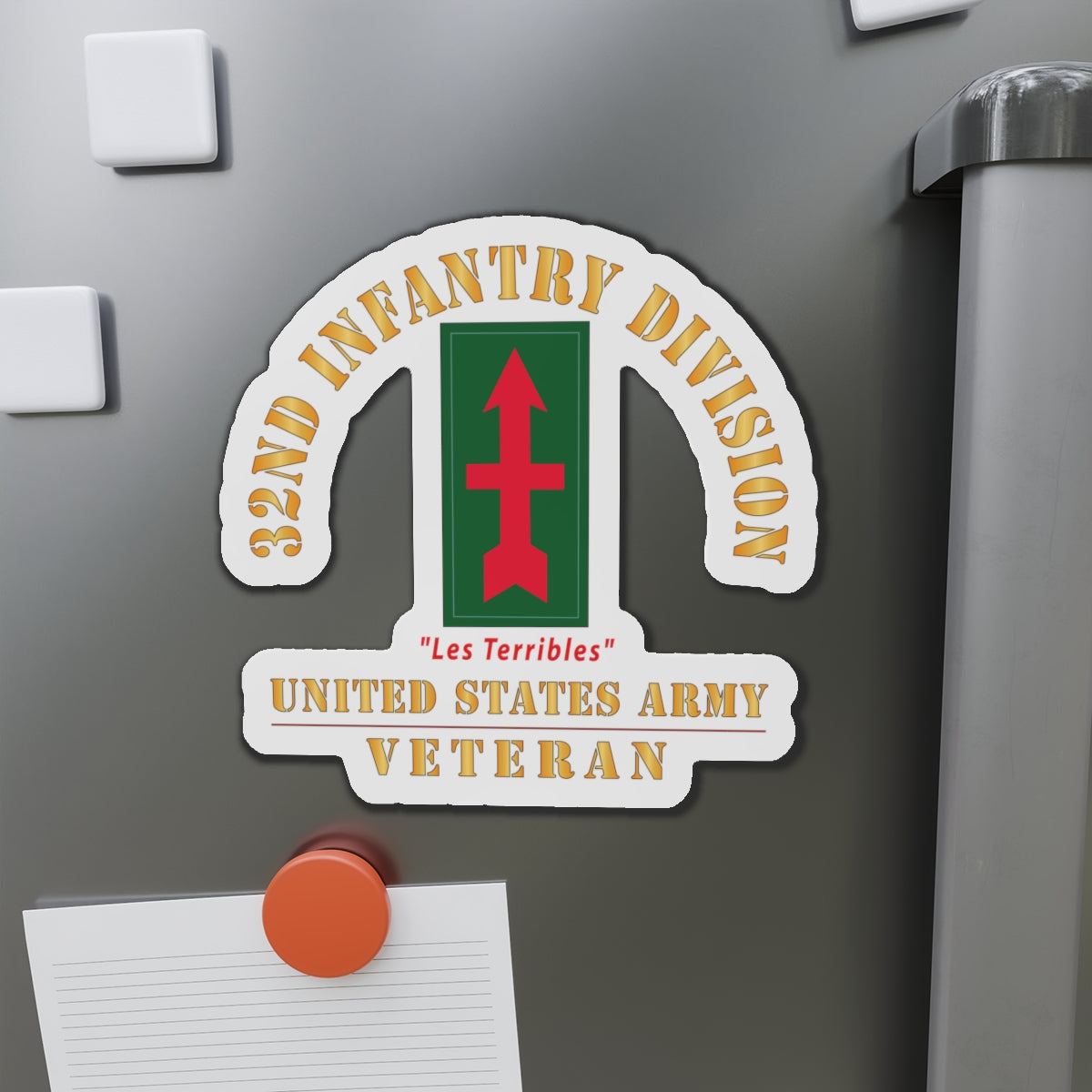 Die-Cut Magnets - Army - SSI - 32nd Infantry Division - Les Terribles - US Army Veteran X 300