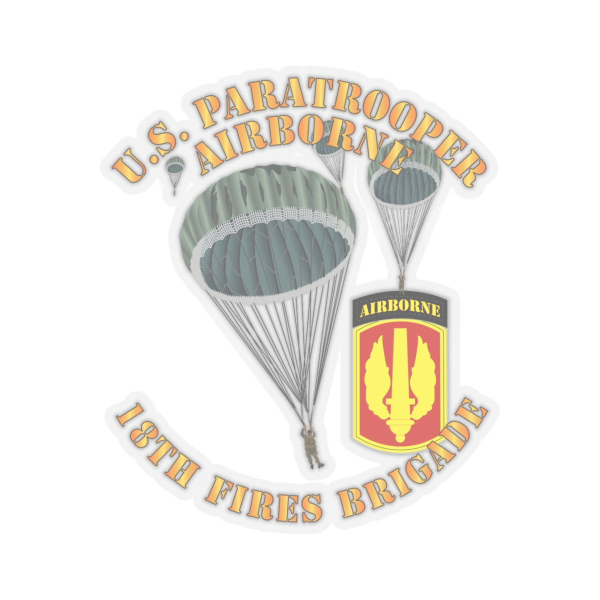 Kiss - Cut Stickers - Army - US Paratrooper - 18th Fires Brigade
