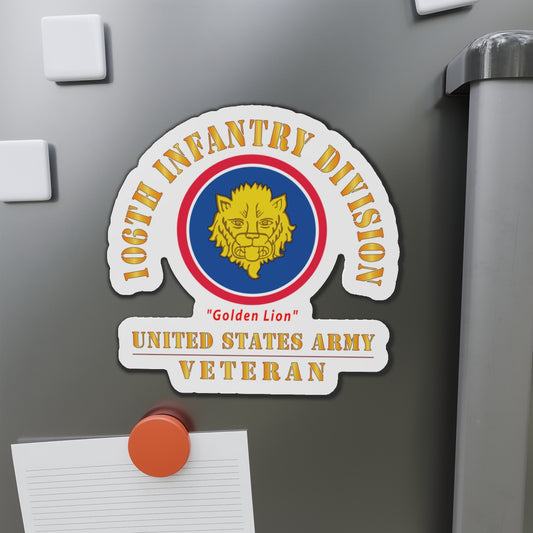Die-Cut Magnets - Army - SSI - 106th Infantry Division - Golden Lion - US Army Veteran X 300