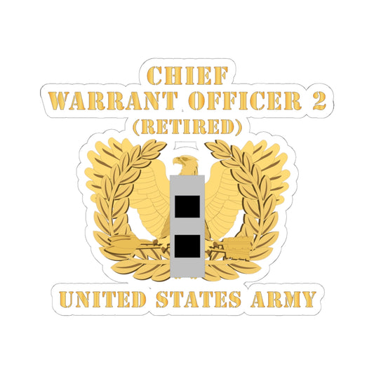 Kiss-Cut Stickers - Army - Chief Warrant Officer - CW02 - Retired - Flat - Eagle and Bar X 300
