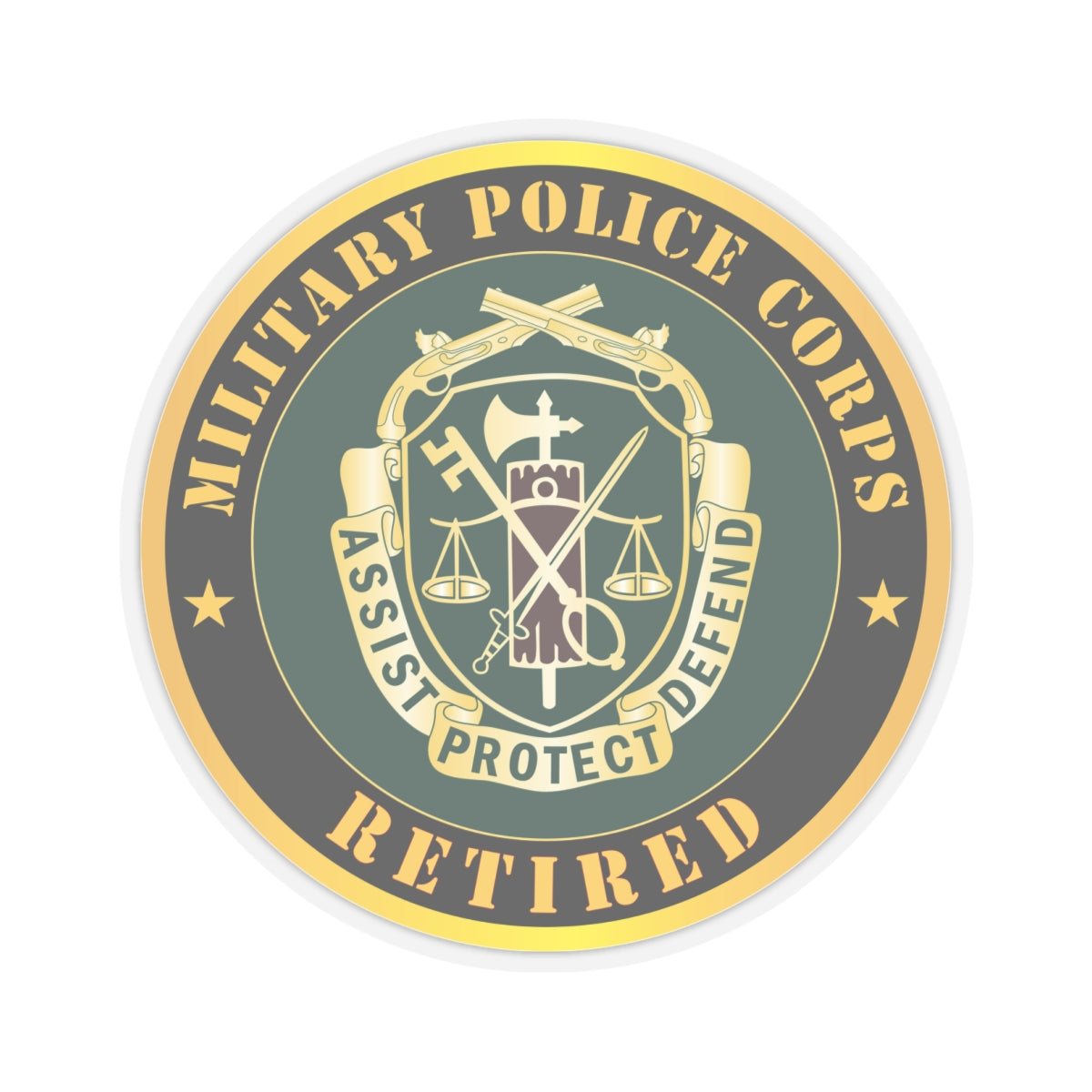 Kiss - Cut Stickers - Army - Military Police Corps Regimental Crest - Retired X 300