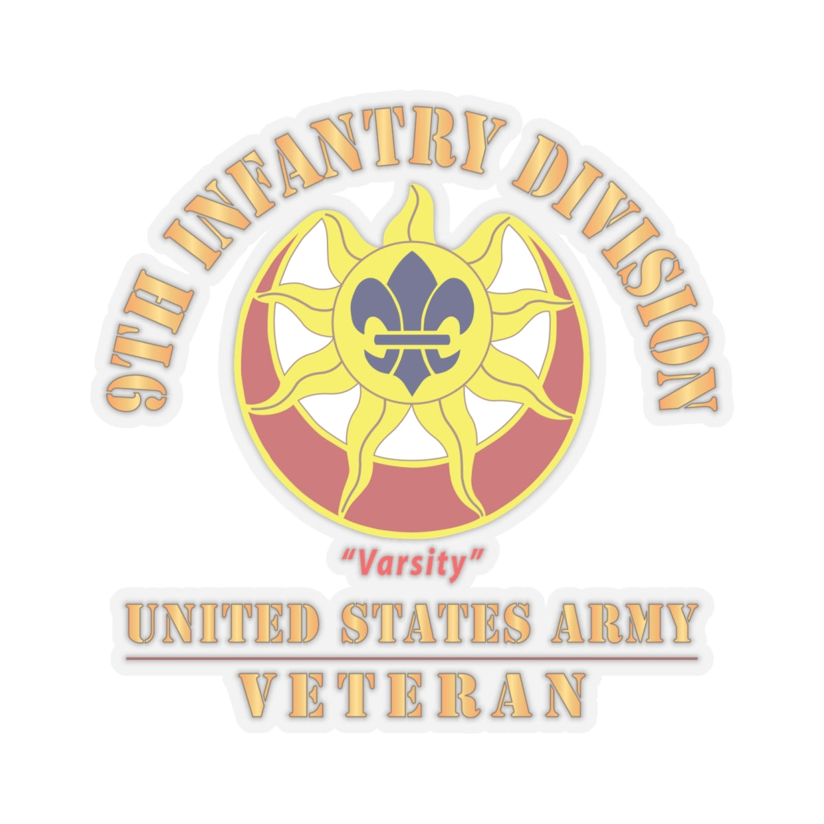 Kiss - Cut Stickers - Army - DUI - 9th Infantry Division - Varsity - US Army Veteran X 300