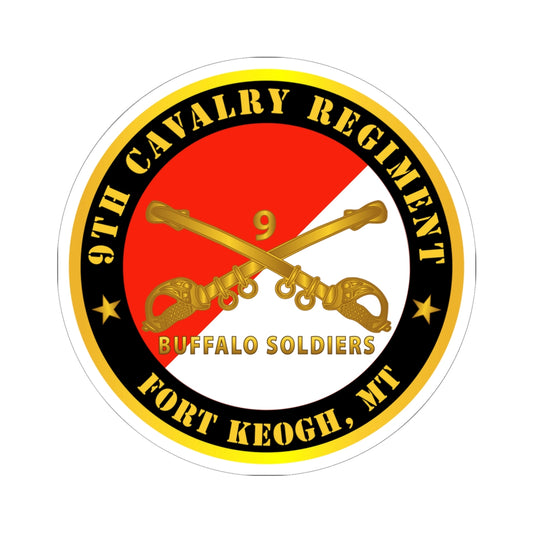 Kiss-Cut Stickers - Army - 9th Cavalry Regiment - Fort Keogh,  MT - Buffalo Soldiers w Cav Branch