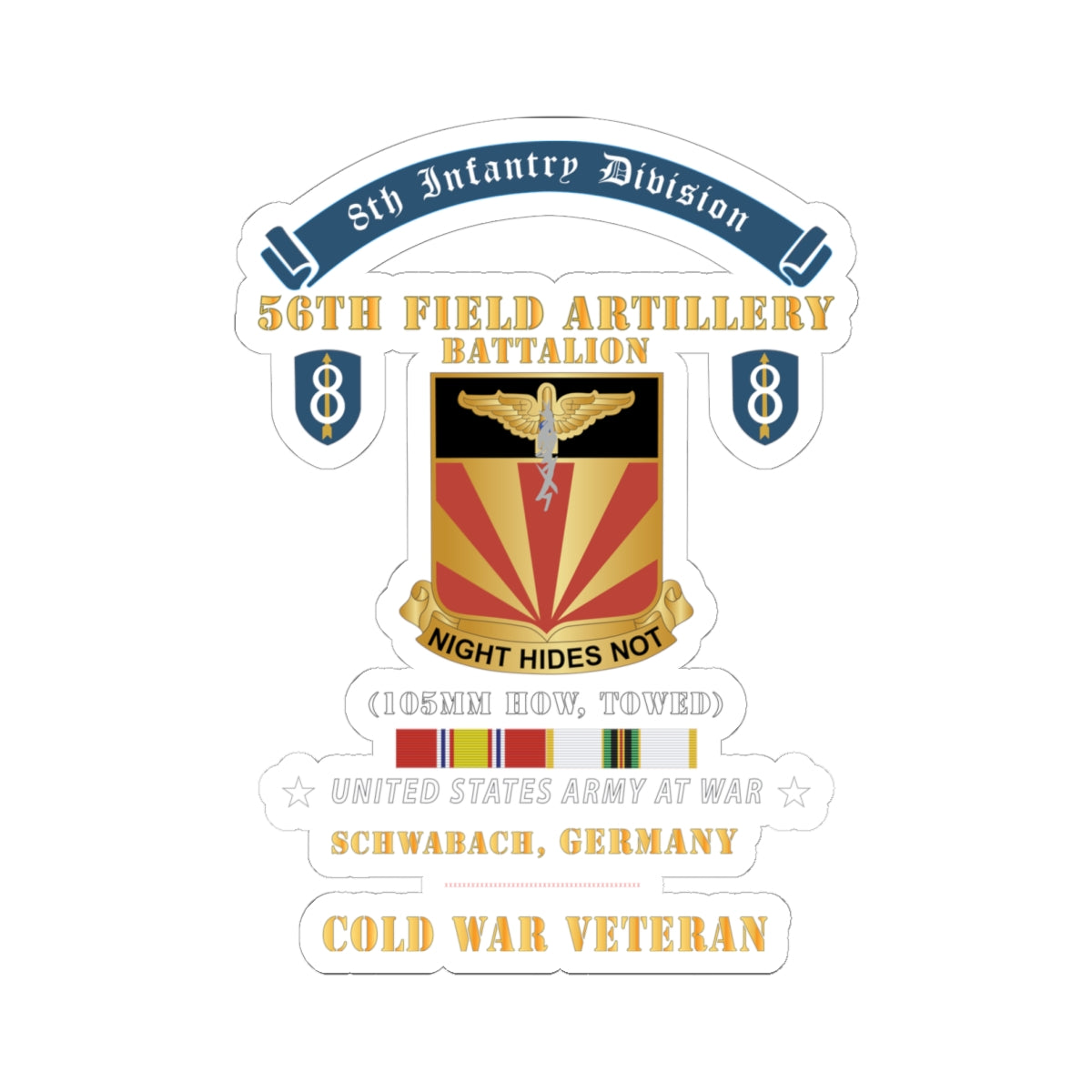 Kiss-Cut Stickers - 8th Infantry Division Scroll - 56th Field Artillery Battalion, Schwabach, Germany - Cold War Ve