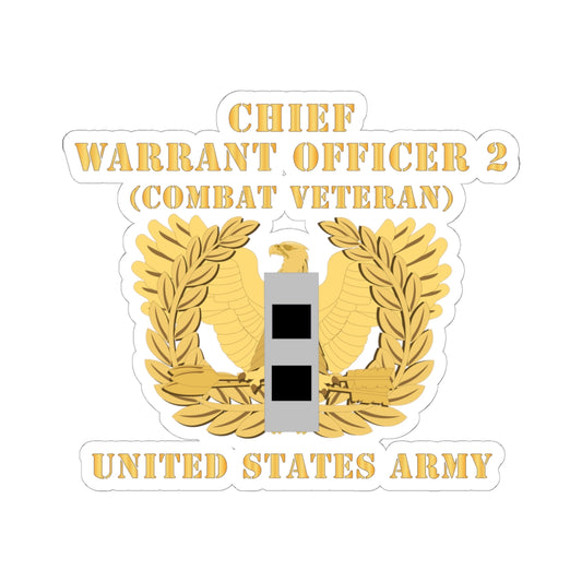 Kiss-Cut Stickers - Army - Chief Warrant Officer - CW02 - Combat Veteran - Flat - Eagle and Bar X 300