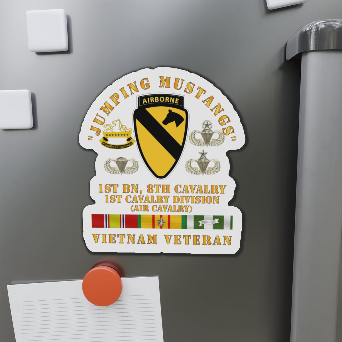Die-Cut Magnets - Army - Jumping Mustangs - 1st Bn 8th Cav 1st Cav - w VN SVC