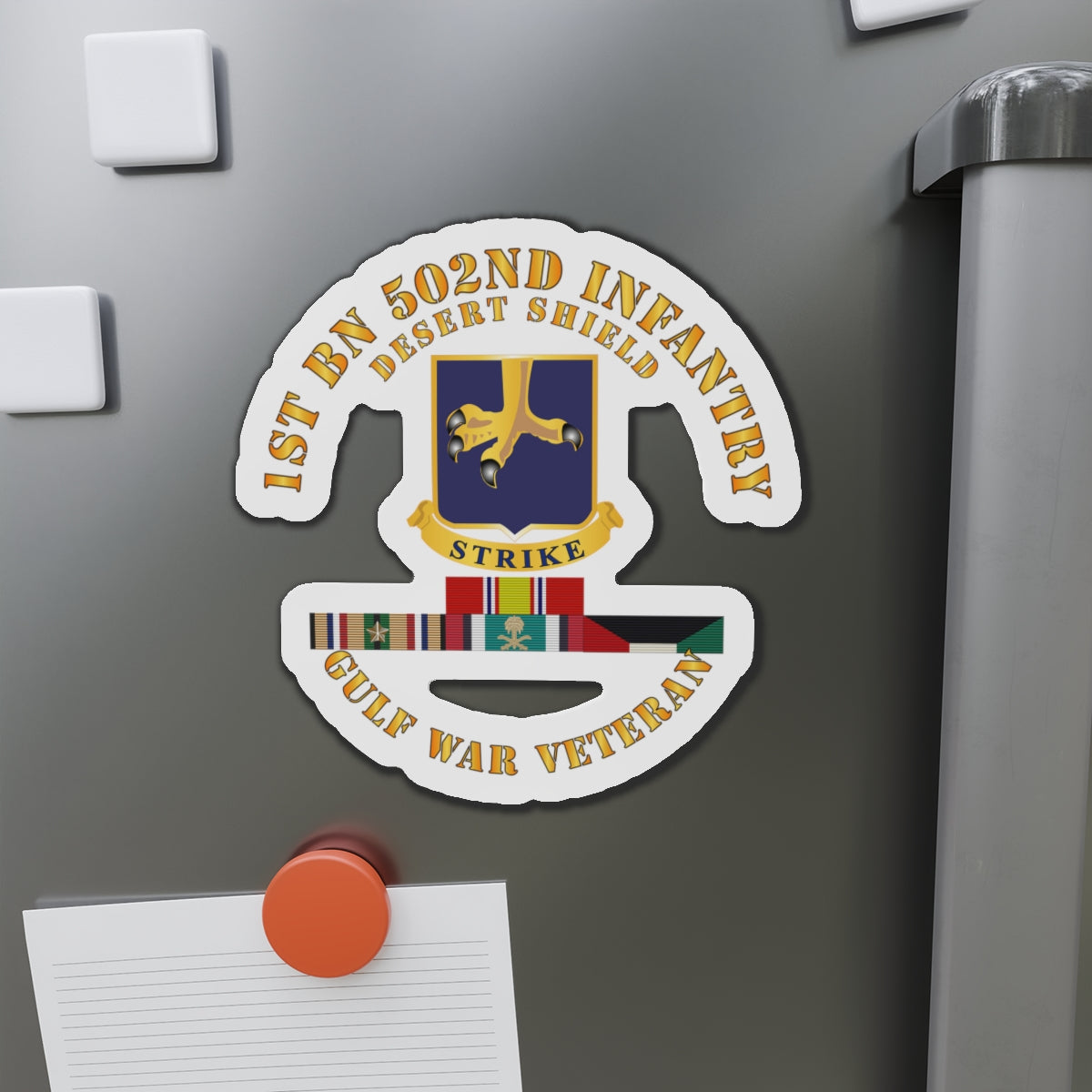 Die-Cut Magnets - 1st Bn 502nd Infantry - Desert Shield w Svc