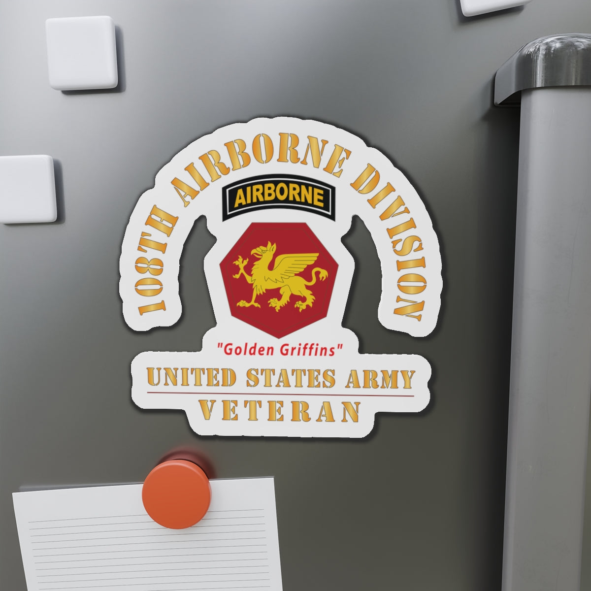 Die-Cut Magnets - Army - SSI - 108th Airborne Division (1946-1952 ) - Golden Griffins - US Army Veteran X 300