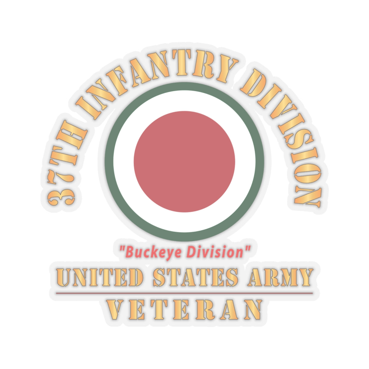 Kiss - Cut Stickers - Army - SSI - 37th Infantry Division - Buckeye Division - US Army Veteran X 300