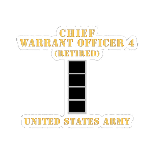 Kiss-Cut Stickers - Army - Chief Warrant Officer 4 - CW04 - Retired - Flat - X 300