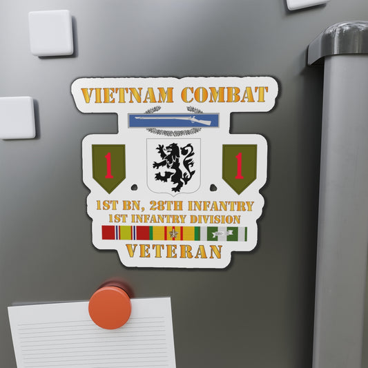 Die-Cut Magnets - Army - Vietnam Combat Infantry Veteran w 1st Bn 28th Inf 1st Inf Div SSI