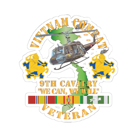 Kiss-Cut Stickers - Army - Vietnam Combat Cavalry Veteran w 9th Cav Helicopter X 300