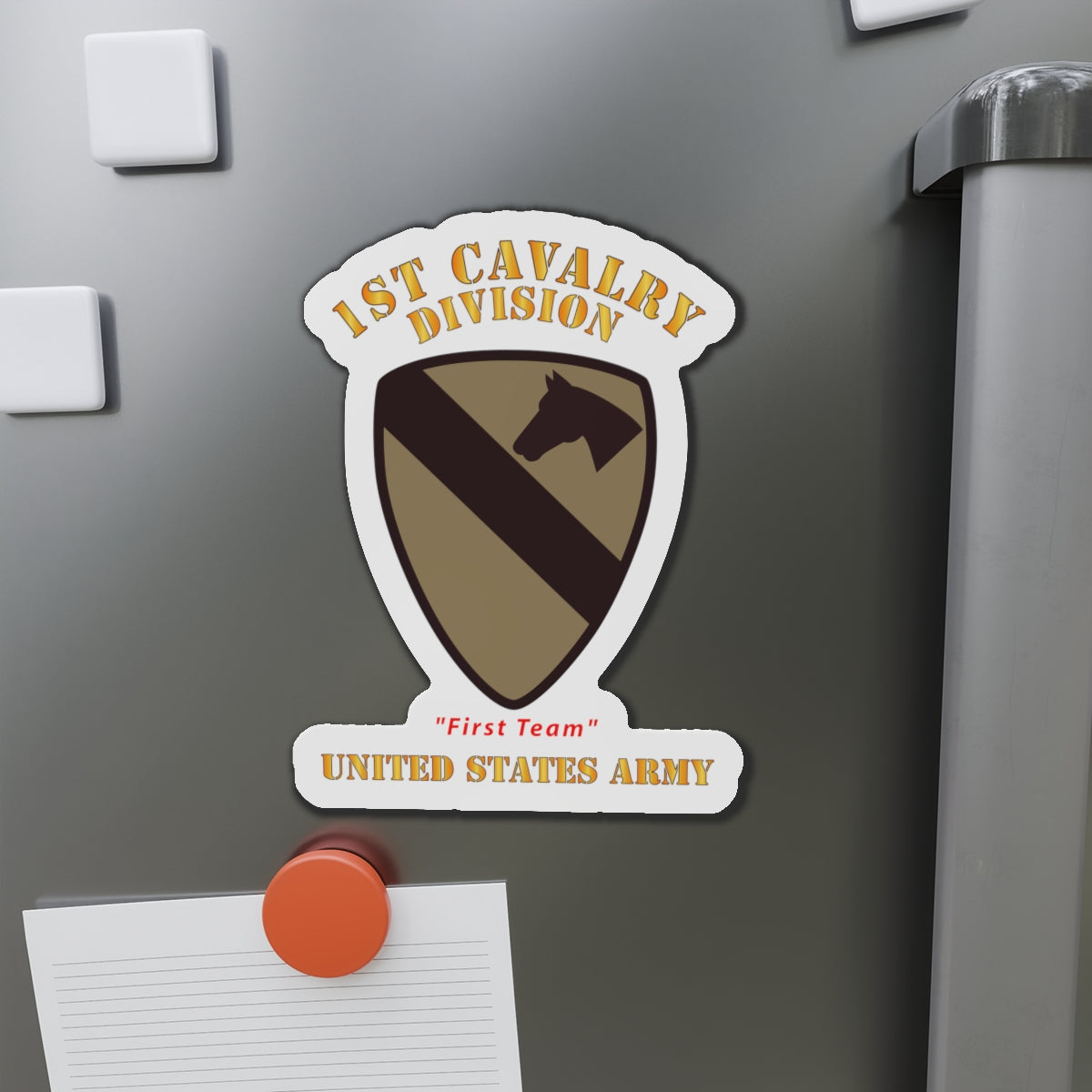 Die-Cut Magnets - Army - SSI - 1st Cavalry Division - Subdued Desert - First Team - US Army X 300